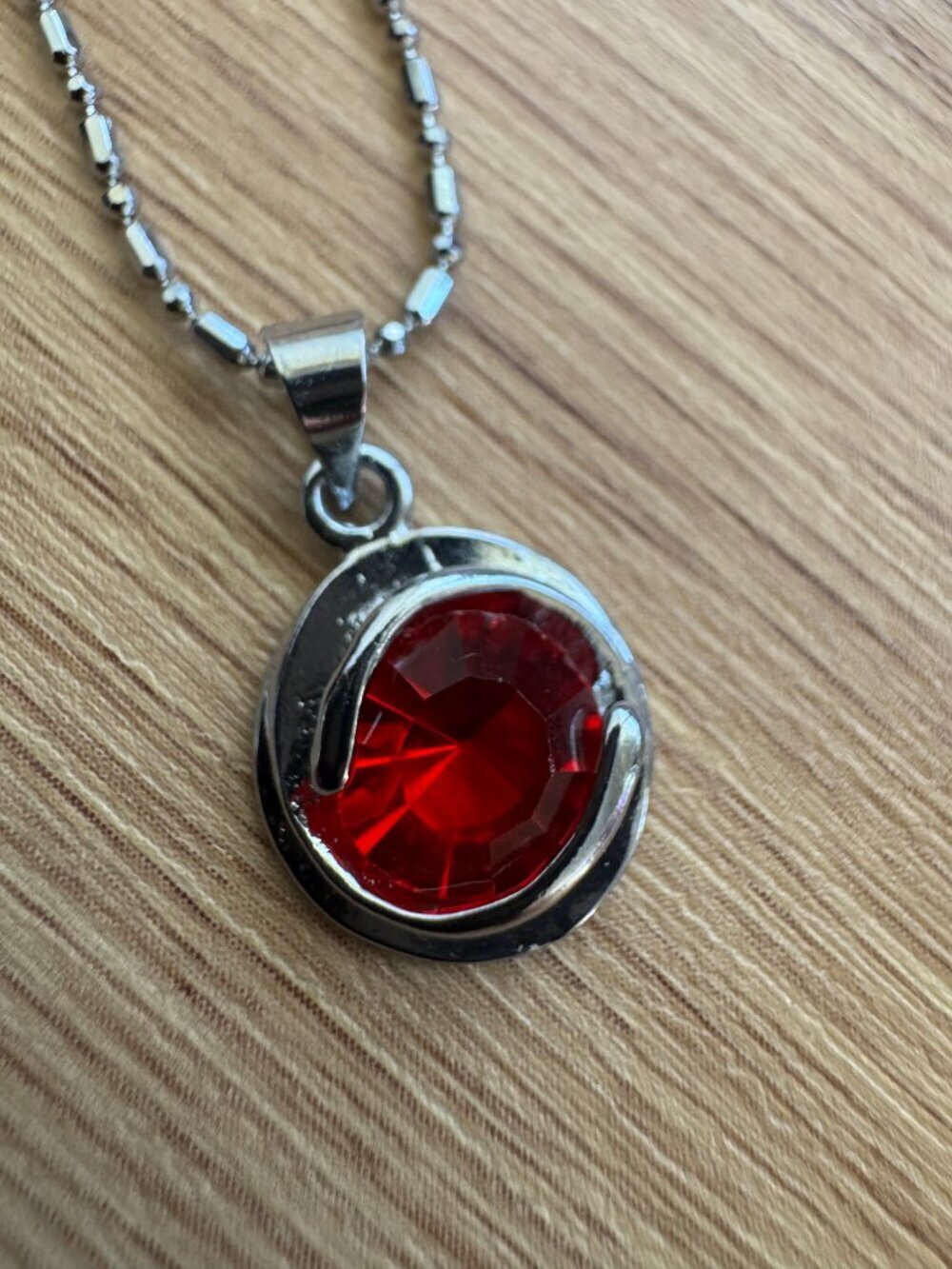 Sterling Silver Red Crystal Necklace & Earrings Set - Picture 13 of 16